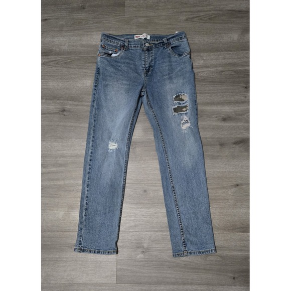 Levis 502 Regular Taper Stretch Distressed Camo Jeans Boys Size 14‎ Husky 28x28 - Picture 1 of 12